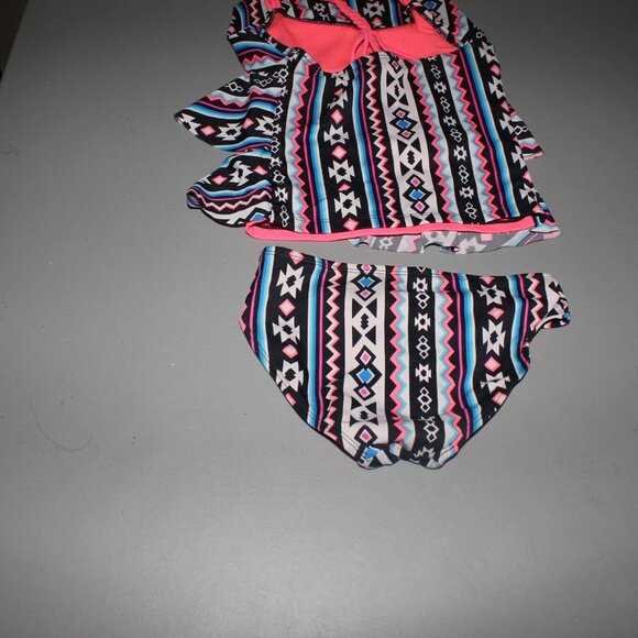 Multi Color 2 Pcs Justice Tankini Swimsuit Size 7 - Picture 5 of 10